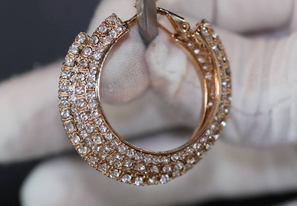 Gold Diamond Earrings | Womens Earrings | Gold Diamond Hoop Earrings