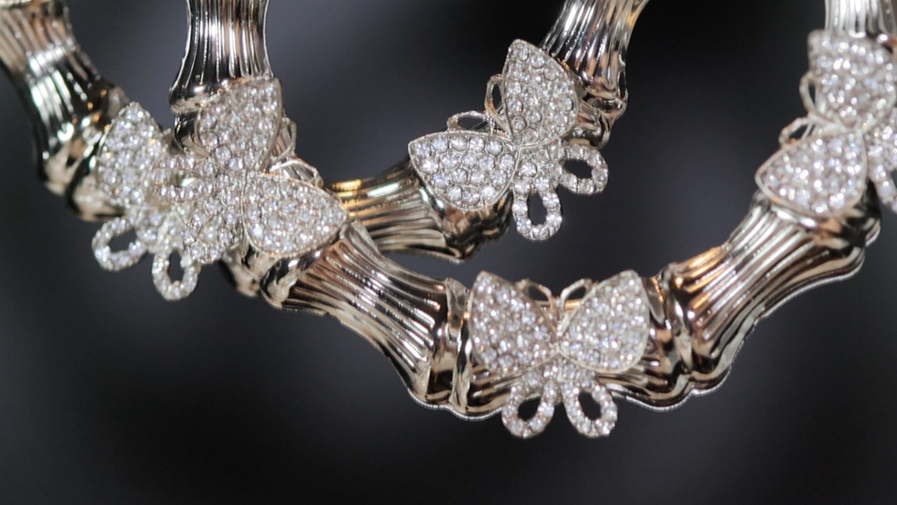 Butterfly Earrings | Hoop Earrings | Womens Big Diamond Earrings | Silver Hoop Earrings with Diamonds | Big Gold Hoop Earrings