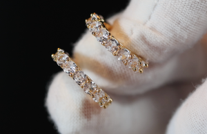 Small gold diamond hoop earrings | Womens gold diamond hoop earrings