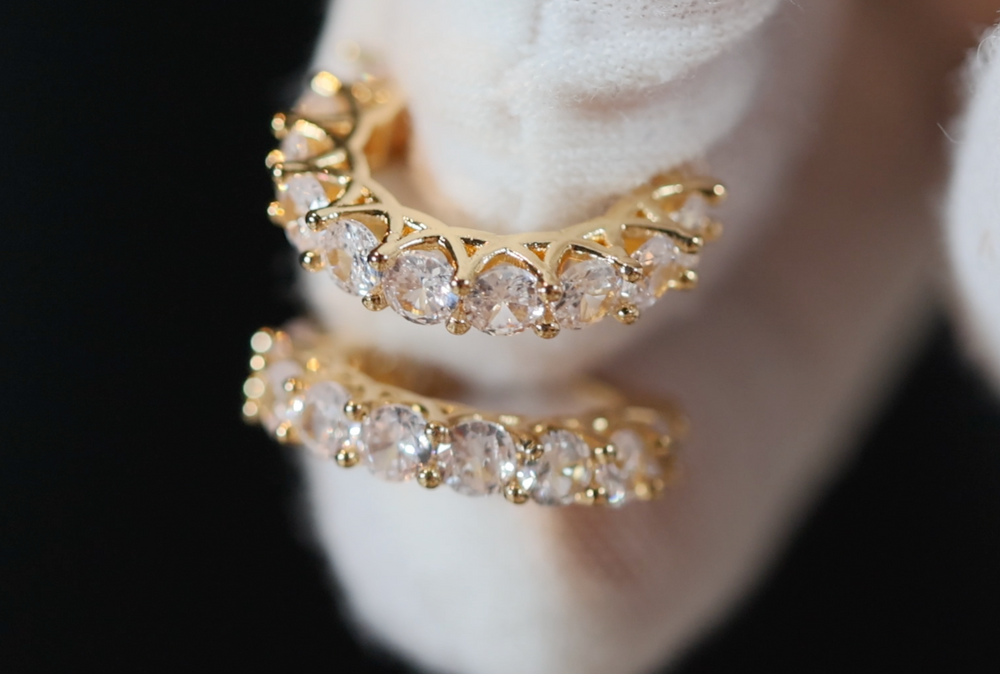 Small gold diamond hoop earrings | Womens gold diamond hoop earrings