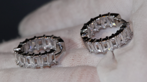 Diamond Hoop Earrings | Hoop Earrings | Womens Baguette Diamond Earrings