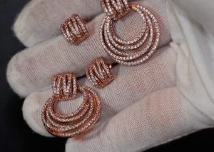 Rose Gold Diamond Earrings | Womens Earrings | Rose Gold Diamond Hoop Earrings