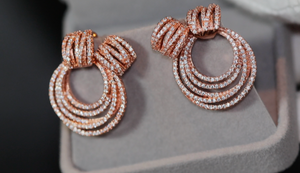 Rose Gold Diamond Earrings | Womens Earrings | Rose Gold Diamond Hoop Earrings