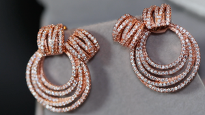 Rose Gold Diamond Earrings | Womens Earrings | Rose Gold Diamond Hoop Earrings