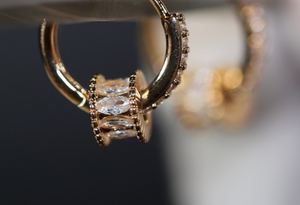 Gold Diamond Earrings | Womens Earrings | Gold Diamond Hoop Earrings