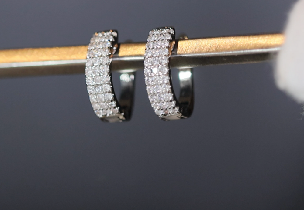 Iced Out Earrings | Mens Diamond Hoop Earrings | Womens Earrings | Mens Diamond Earrings | Diamond Hoop Earrings