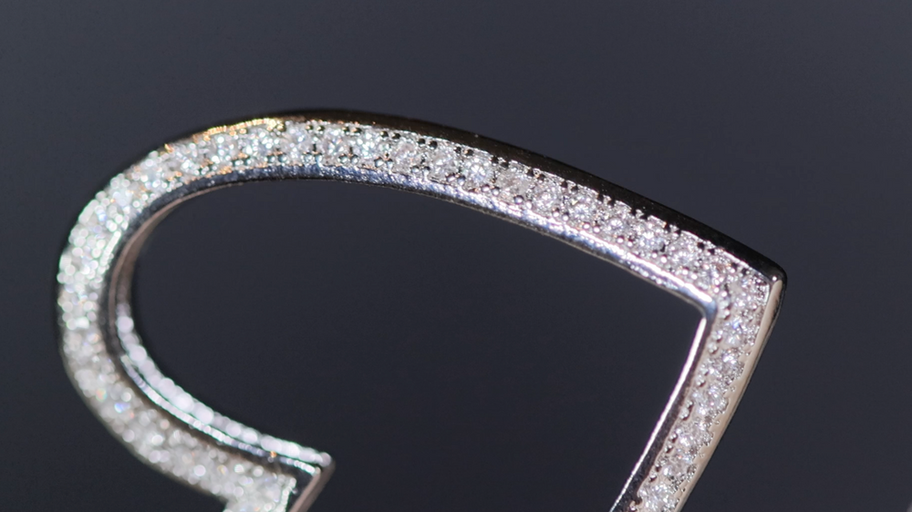 
            
                Load image into Gallery viewer, Diamond Heart Earrings | Heart Earrings | Womens Earrings | Heart earrings with Diamonds | Womens Diamond Earrings | Earrings
            
        