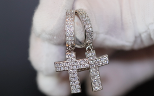 Mens Hoop Cross Earrings | Hoop Diamond Cross Earrings | Iced Out Earrings | Mens diamond cross hoop earrings