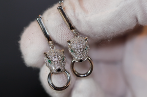 Panther Earrings | Diamond Earrings | Diamond Panther Earrings | Womens Earrings | Hoop Earrings | Womens Diamond Earrings | Charm Earrings