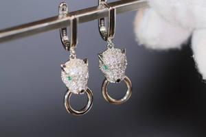 Panther Earrings | Diamond Earrings | Diamond Panther Earrings | Womens Earrings | Hoop Earrings | Womens Diamond Earrings | Charm Earrings