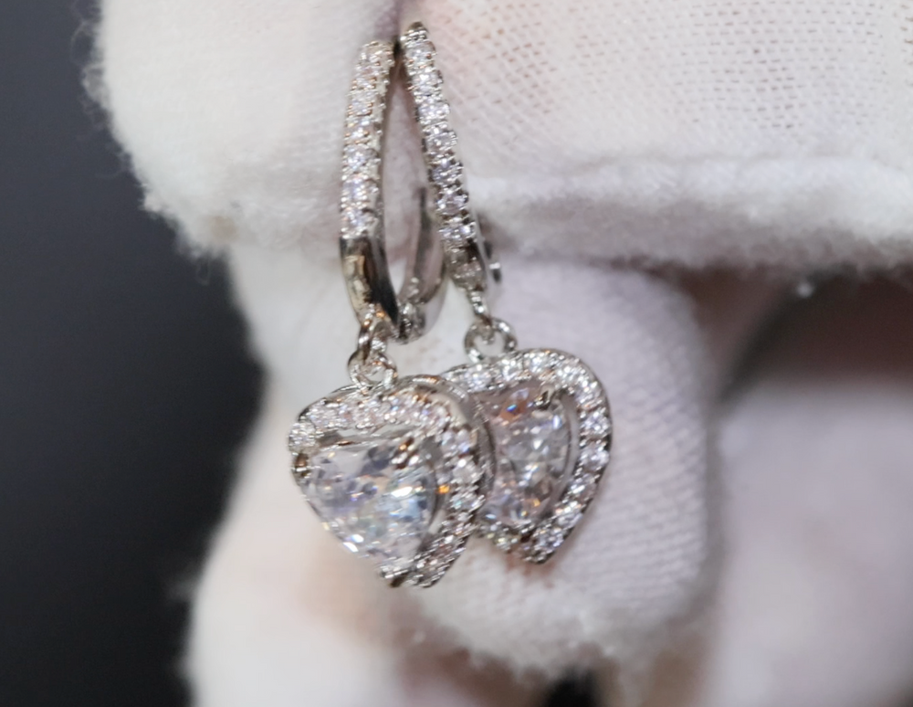 Hoop Diamond Heart Earrings