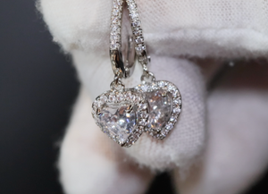 Diamond Heart Earrings | Womens Earrings | Heart earrings with Diamonds | Dangle Earrings | Womens Diamond Earrings | Earrings