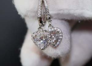 Diamond Earrings | Heart Earrings | Womens Earrings | Heart earrings with Diamonds | Dangle Earrings | Womens Diamond Earrings | Earrings