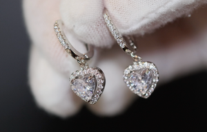 Diamond Earrings | Heart Earrings | Womens Earrings | Heart earrings with Diamonds | Dangle Earrings | Womens Diamond Earrings | Earrings