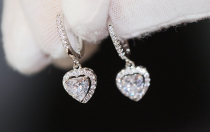 Diamond Earrings | Heart Earrings | Womens Earrings | Heart earrings with Diamonds | Dangle Earrings | Womens Diamond Earrings | Earrings