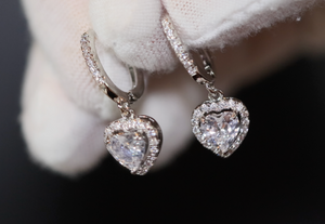 Diamond Earrings | Heart Earrings | Womens Earrings | Heart earrings with Diamonds | Dangle Earrings | Womens Diamond Earrings | Earrings
