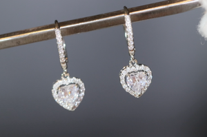 Diamond Heart Earrings | Womens Earrings | Heart earrings with Diamonds | Dangle Earrings | Womens Diamond Earrings | Earrings