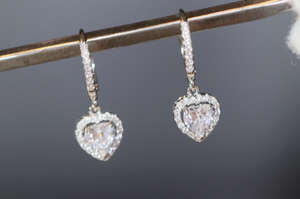 Diamond Earrings | Heart Earrings | Womens Earrings | Heart earrings with Diamonds | Dangle Earrings | Womens Diamond Earrings | Earrings