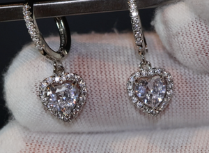 Diamond Heart Earrings | Womens Earrings | Heart earrings with Diamonds | Dangle Earrings | Womens Diamond Earrings | Earrings