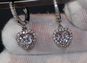 Diamond Earrings | Heart Earrings | Womens Earrings | Heart earrings with Diamonds | Dangle Earrings | Womens Diamond Earrings | Earrings