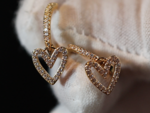 Gold Diamond Heart Earrings | Heart Earrings | Womens Earrings | Heart earrings with Diamonds