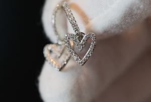 Diamond Heart Earrings | Heart Earrings | Womens Earrings