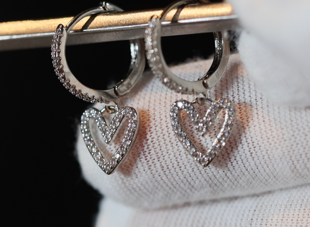 Diamond Heart Earrings | Heart Earrings | Womens Earrings