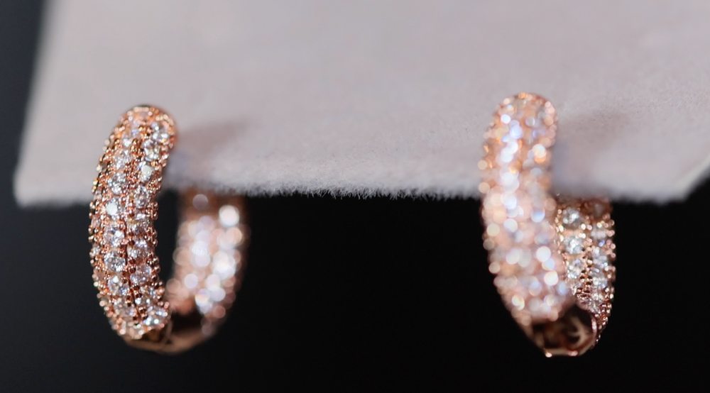 Iced Out Earrings | Rose Gold Earrings | Mens rose gold diamond hoop earrings | Diamond Hoop Earrings | Hip Hop Earrings
