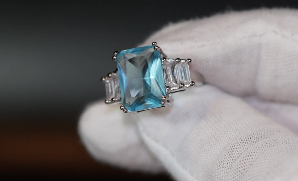 Aquamarine Diamond Ring | Aquamarine Baguette Diamond Ring