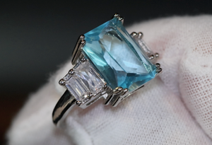 Aquamarine Diamond Ring | Aquamarine Baguette Diamond Ring