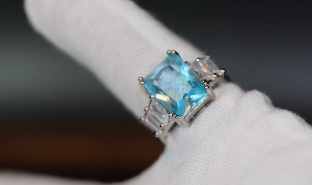 Aquamarine Diamond Ring | Aquamarine Baguette Diamond Ring