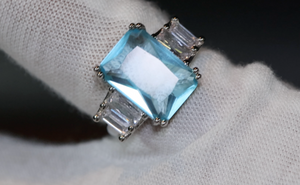 Aquamarine Diamond Ring | Aquamarine Baguette Diamond Ring