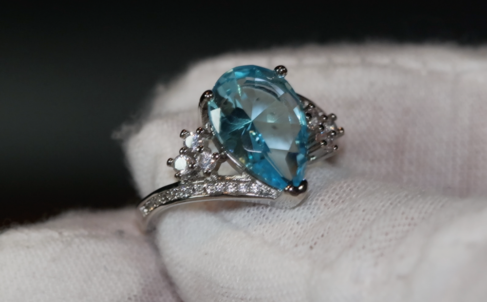 Aquamarine Blue Diamond Ring