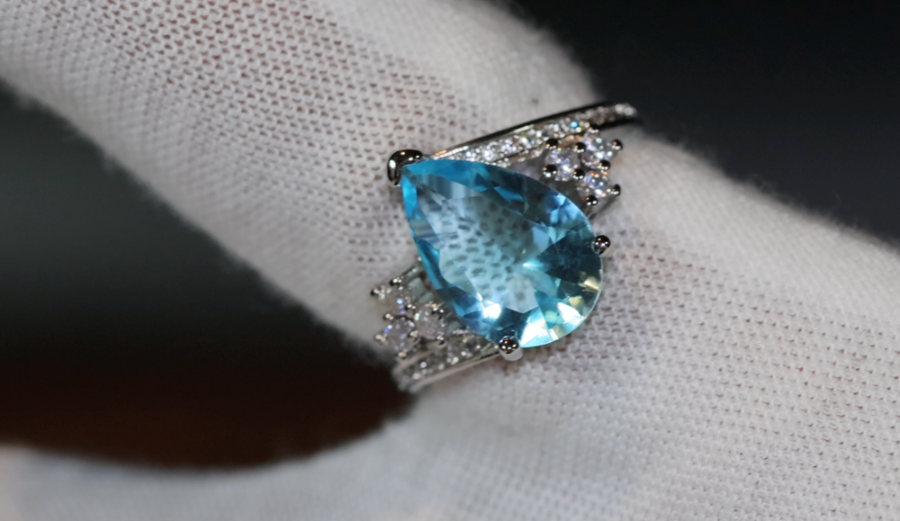 Aquamarine Blue Diamond Ring