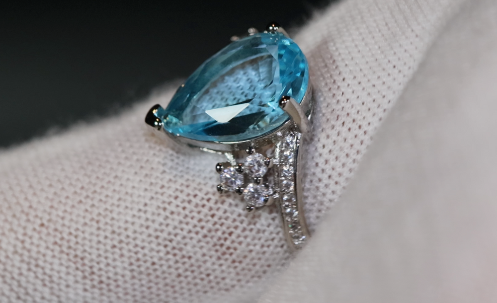 Aquamarine Blue Diamond Ring