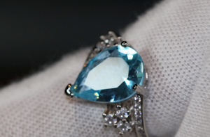 Aquamarine Blue Diamond Ring