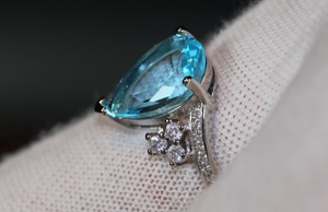 Aquamarine Blue Diamond Ring