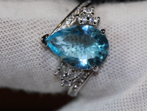 Aquamarine Blue Diamond Ring