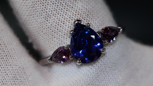 Blue and Purple Diamond Ring | Blue Diamond Engagement Rings | Pear Engagement Ring