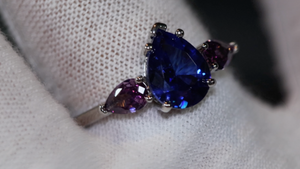 Blue and Purple Diamond Ring | Blue Diamond Engagement Rings | Pear Engagement Ring