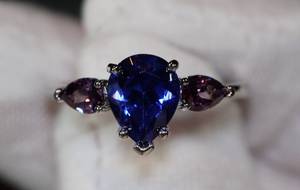 Blue and Purple Diamond Ring | Blue Diamond Engagement Rings | Pear Engagement Ring