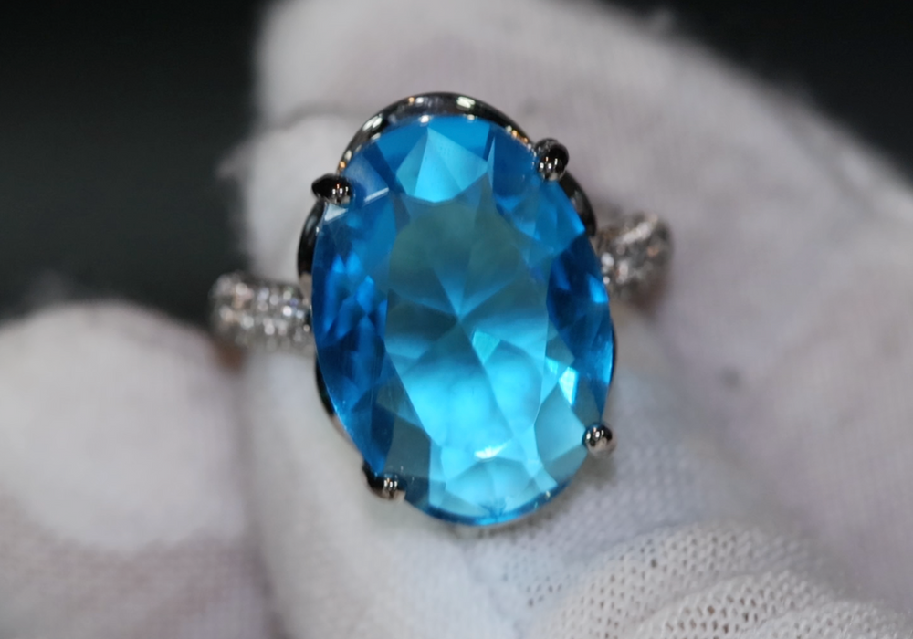 Aquamarine Ring | Aquamarine Diamond Ring | Blue Oval Diamond Ring