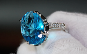 Aquamarine Ring | Aquamarine Diamond Ring | Blue Oval Diamond Ring