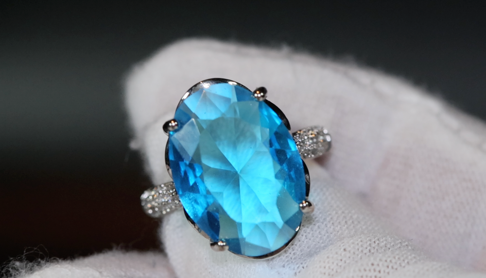 Aquamarine Ring | Aquamarine Diamond Ring | Blue Oval Diamond Ring