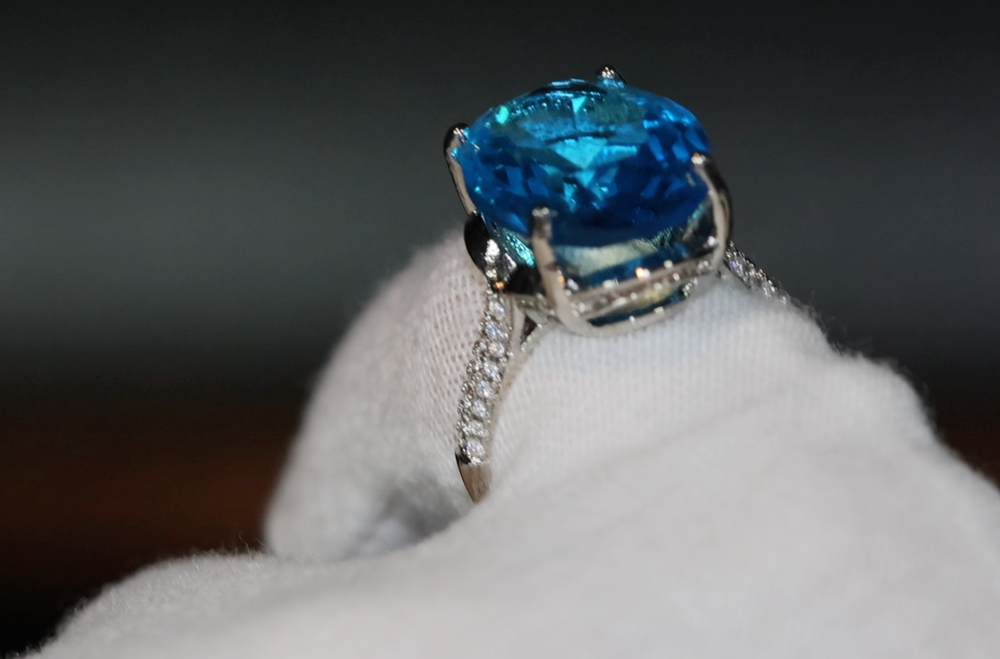 Aquamarine Ring | Aquamarine Diamond Ring | Blue Oval Diamond Ring