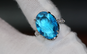 Aquamarine Ring | Aquamarine Diamond Ring | Blue Oval Diamond Ring