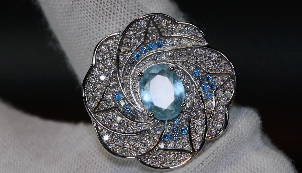 
            
                Load image into Gallery viewer, Blue Diamond Ring | Womens Statement Ring
            
        