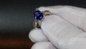 Blue Oval Diamond Ring | Blue Diamond Wedding Ring