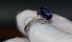 Blue Oval Diamond Ring | Blue Diamond Wedding Ring