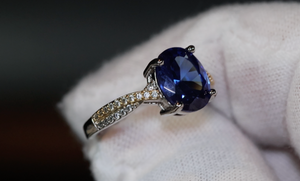 Blue Oval Diamond Ring | Blue Diamond Wedding Ring